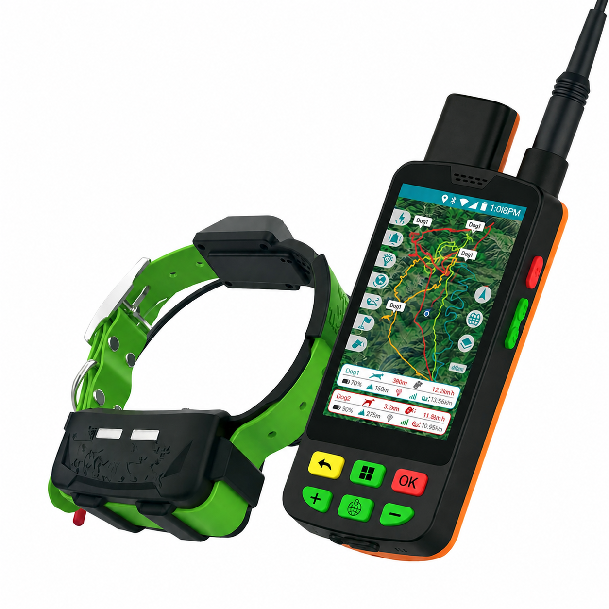Komplet eSEEK GPS VHF+4G z zieloną obrożą dla psa